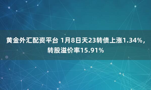 黄金外汇配资平台 1月8日天23转债上涨1.34%，转股溢价率15.91%