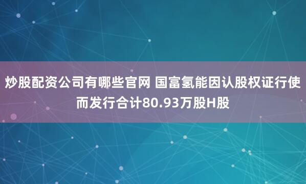 炒股配资公司有哪些官网 国富氢能因认股权证行使而发行合计80.93万股H股